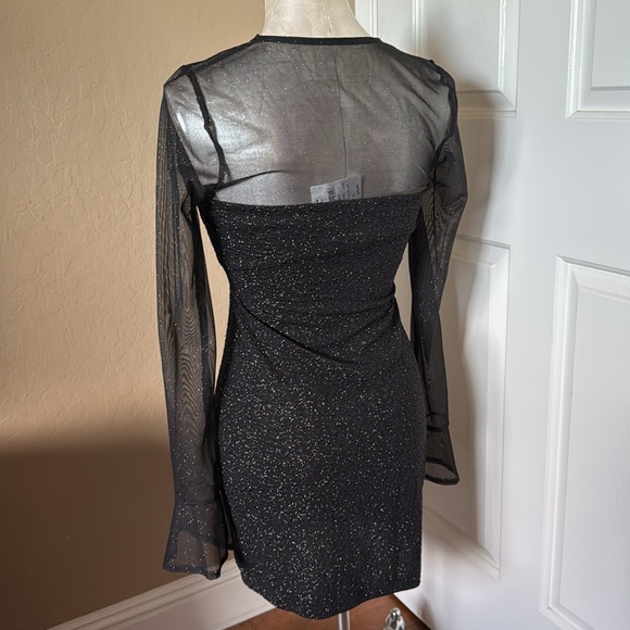 Windsor Women’s Evening Cocktail Dress Black Sparkly With Sheer Sleeves Size L - Picture 5 of 17